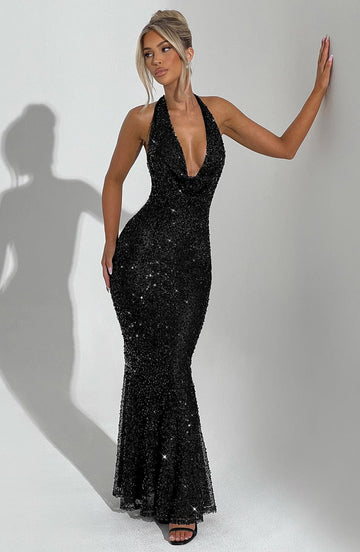 Carlota Maxi Dress - Black Lined