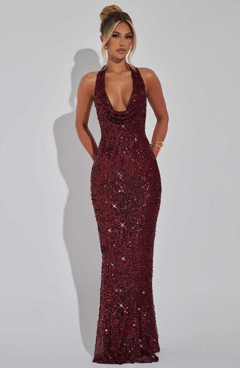 Carmen Maxi Dress - Wine Lined