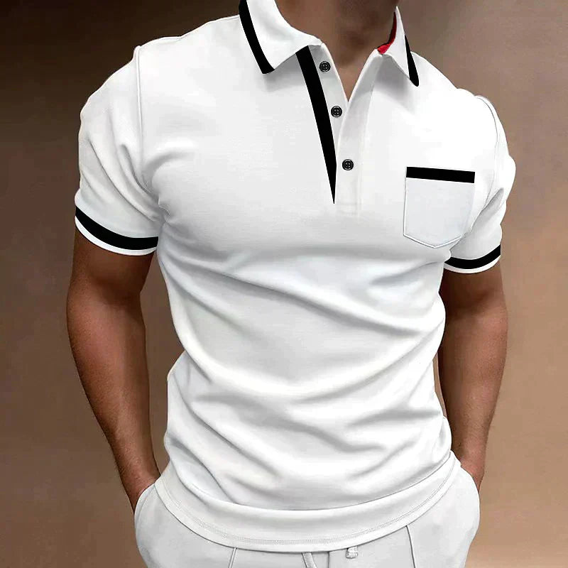 Men's Short Sleeve Golf Polo Shirt with Chest Pocket