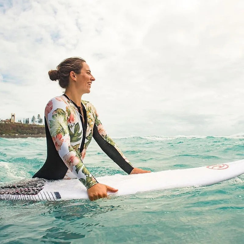 Women's One Piece Long Sleeve Rash Guard Swimsuit | Front Zip