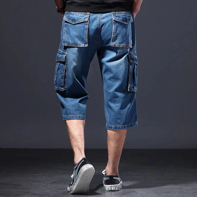 Men's Baggy Hip Hop Jean Jorts | with Multi Pockets