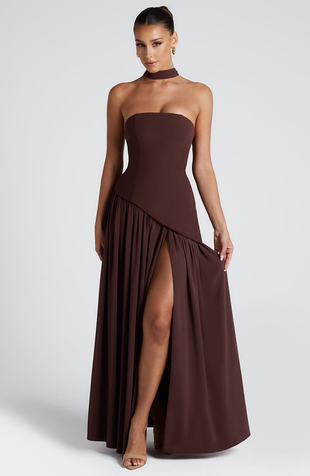 Ainara Maxi Dress - Plum Brown