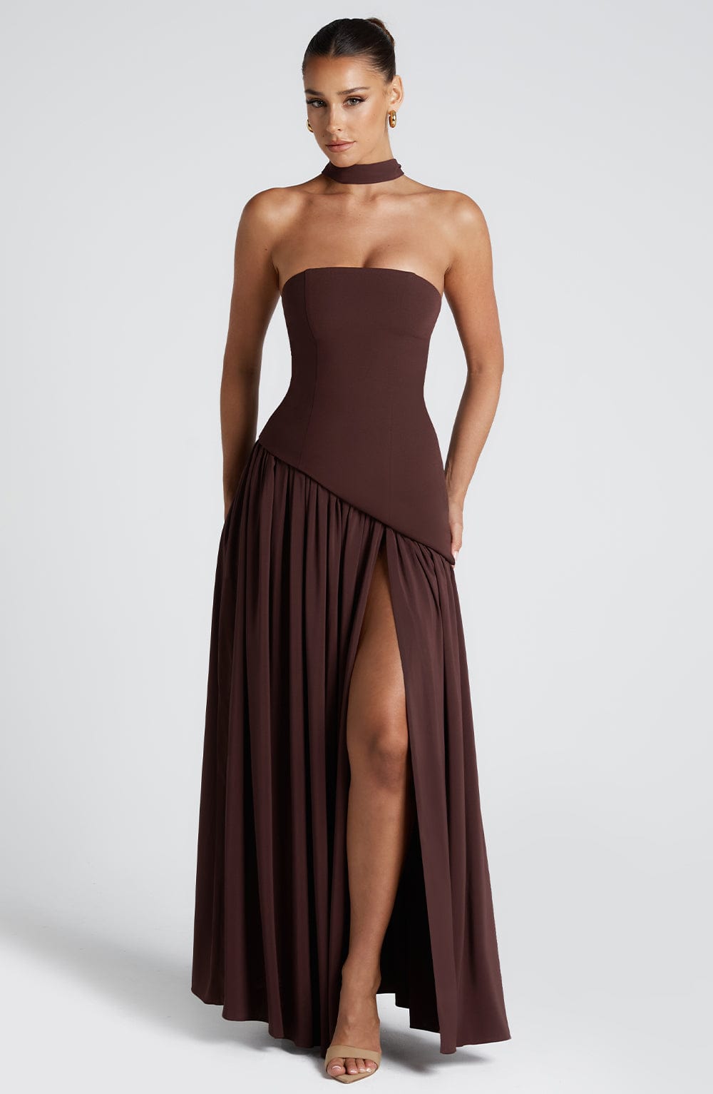 Ainara Maxi Dress - Plum Brown