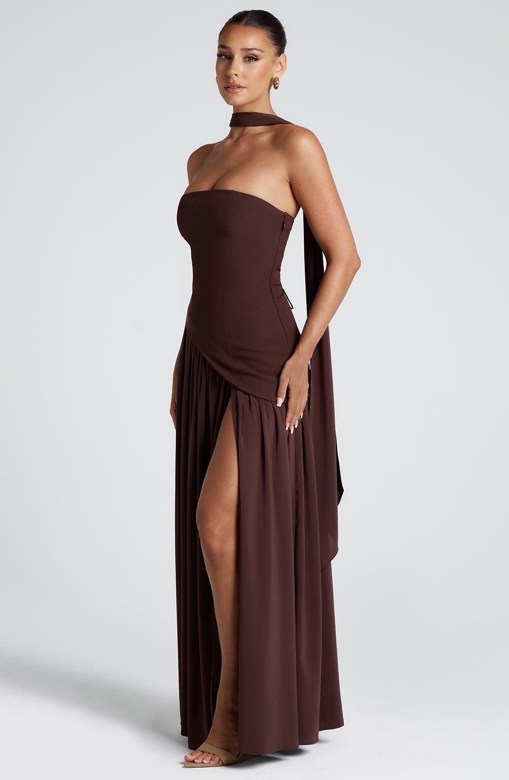 Ainara Maxi Dress - Plum Brown