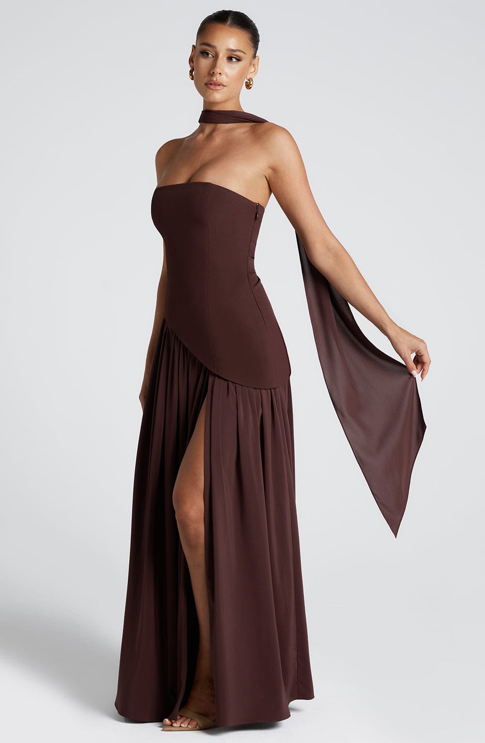 Ainara Maxi Dress - Plum Brown