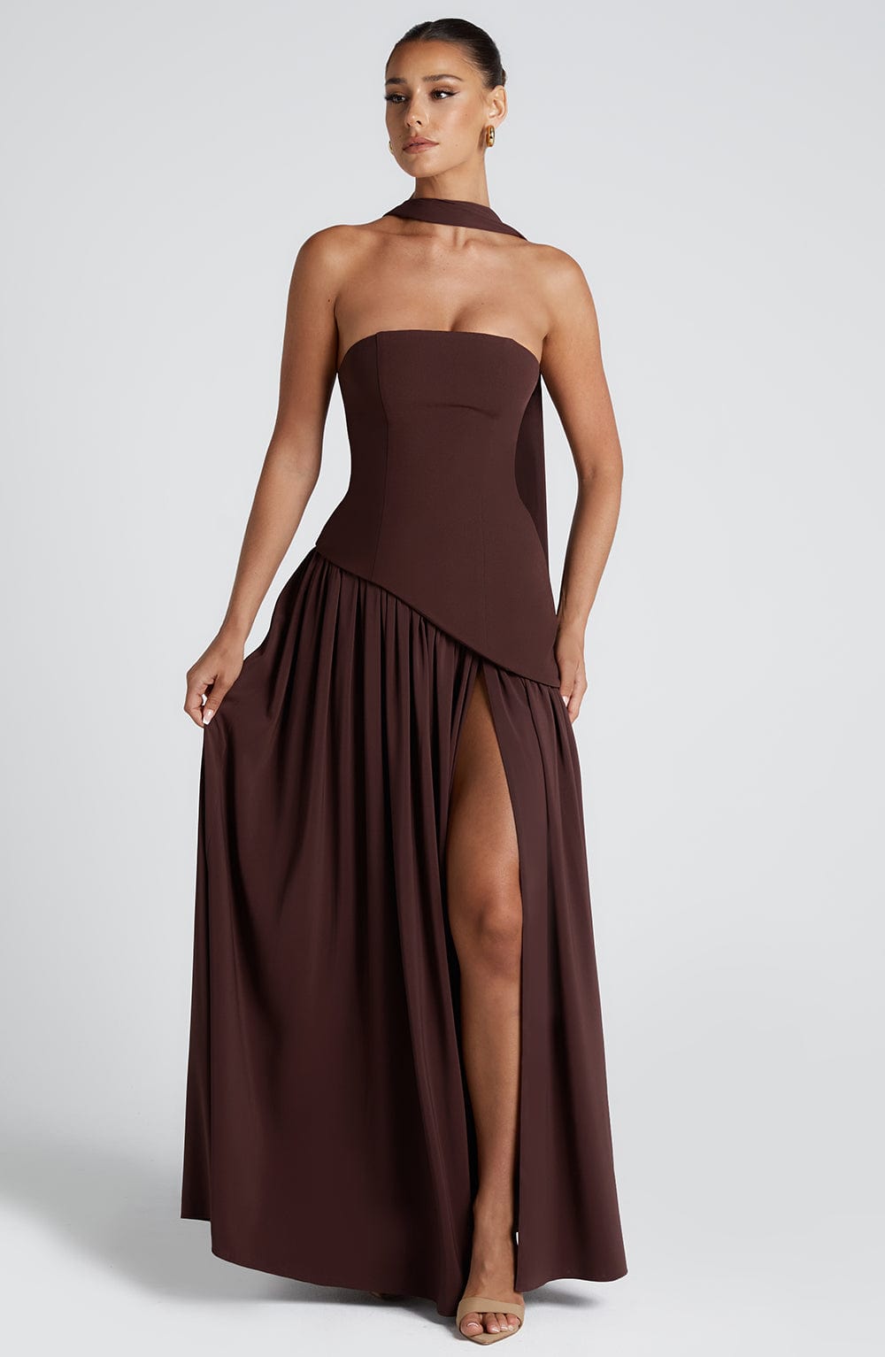 Ainara Maxi Dress - Plum Brown