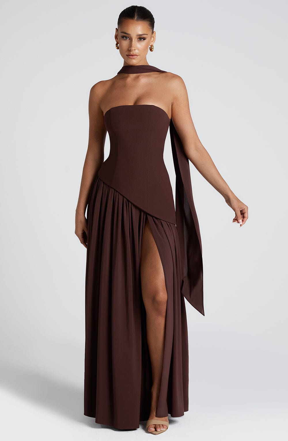 Ainara Maxi Dress - Plum Brown