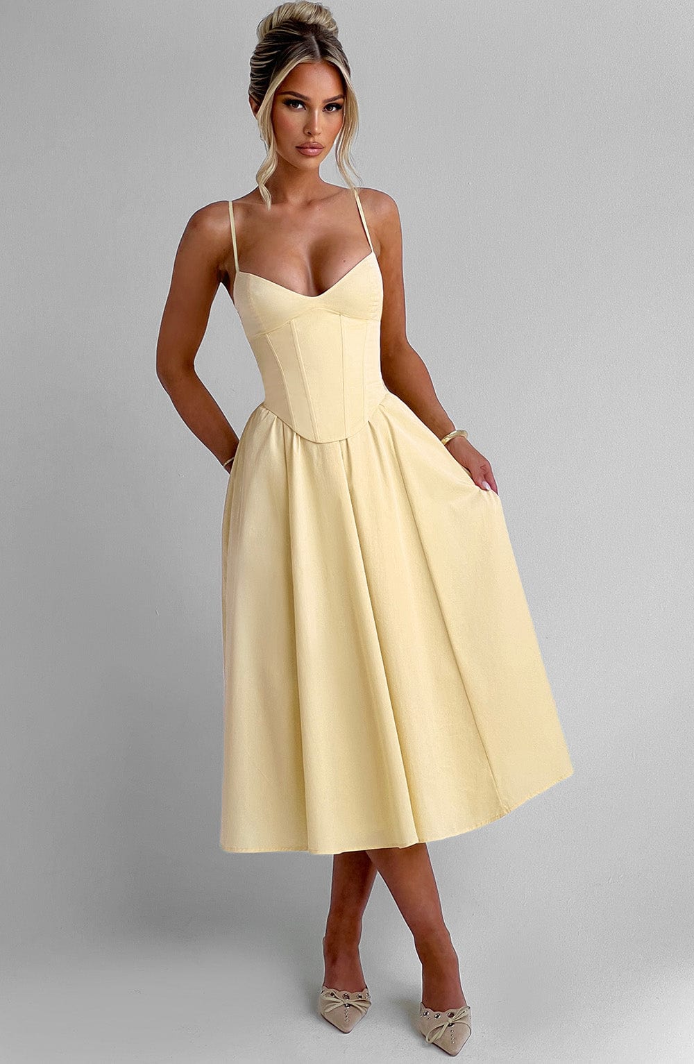 Miranda Midi Dress - Lemon