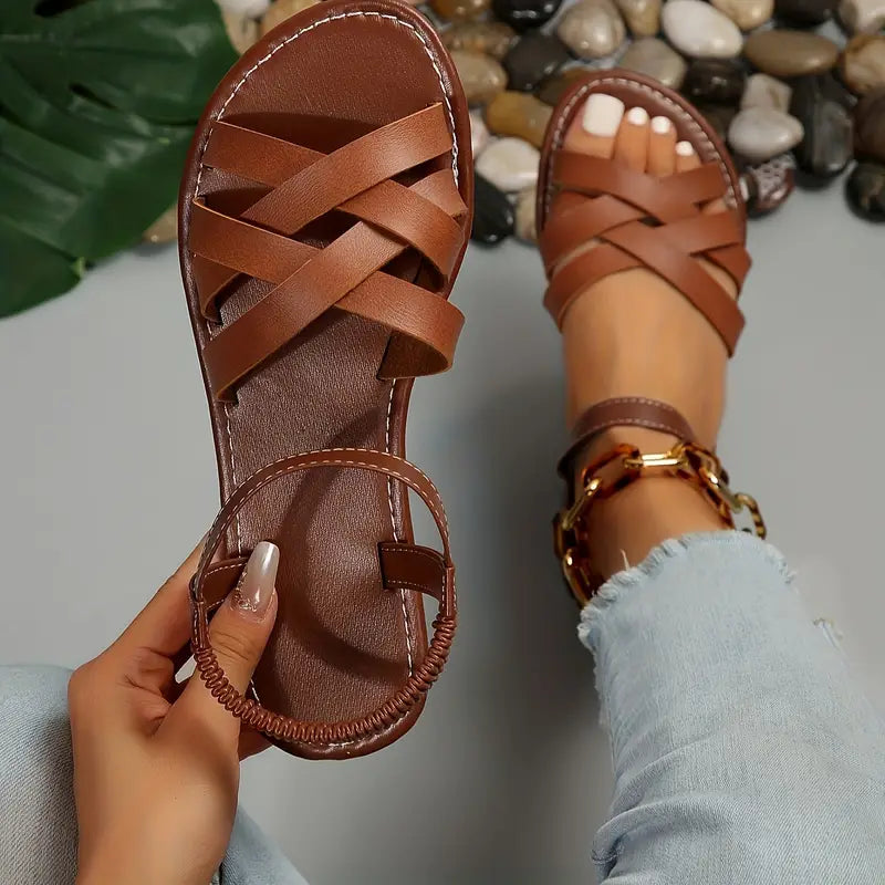 Women's Crisscross Strappy Summer Flat Sandals | Open Toe