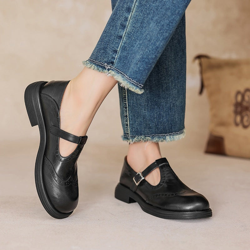 Women's T-Strap Mary Jane Wingtip Shoes
