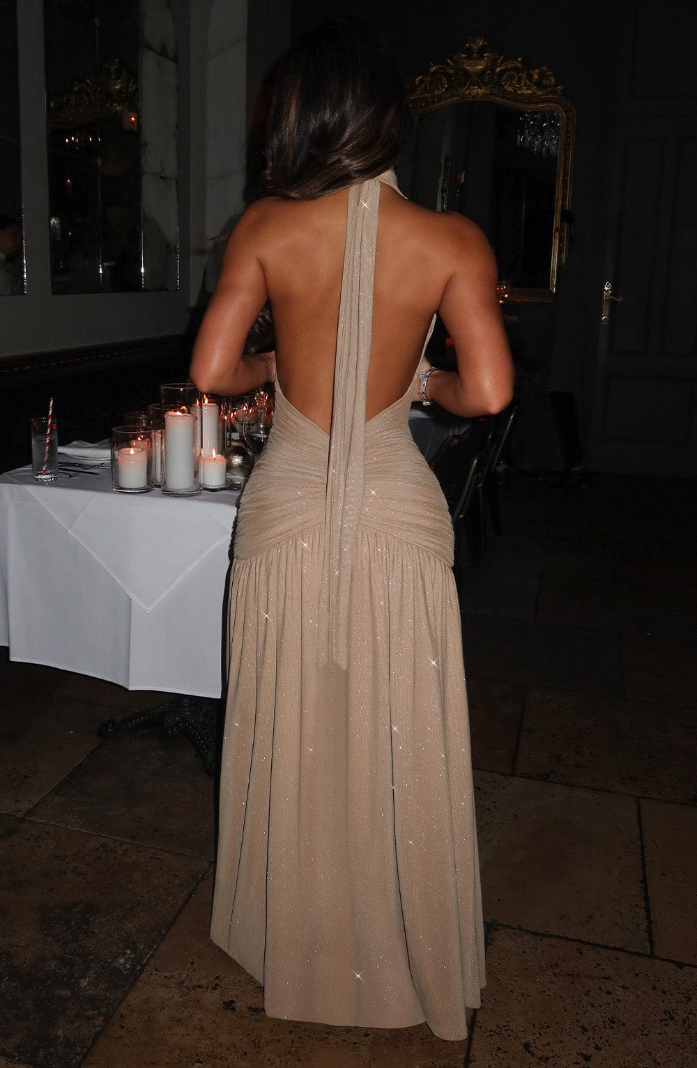 Aitana Maxi Dress - Gold Sparkle