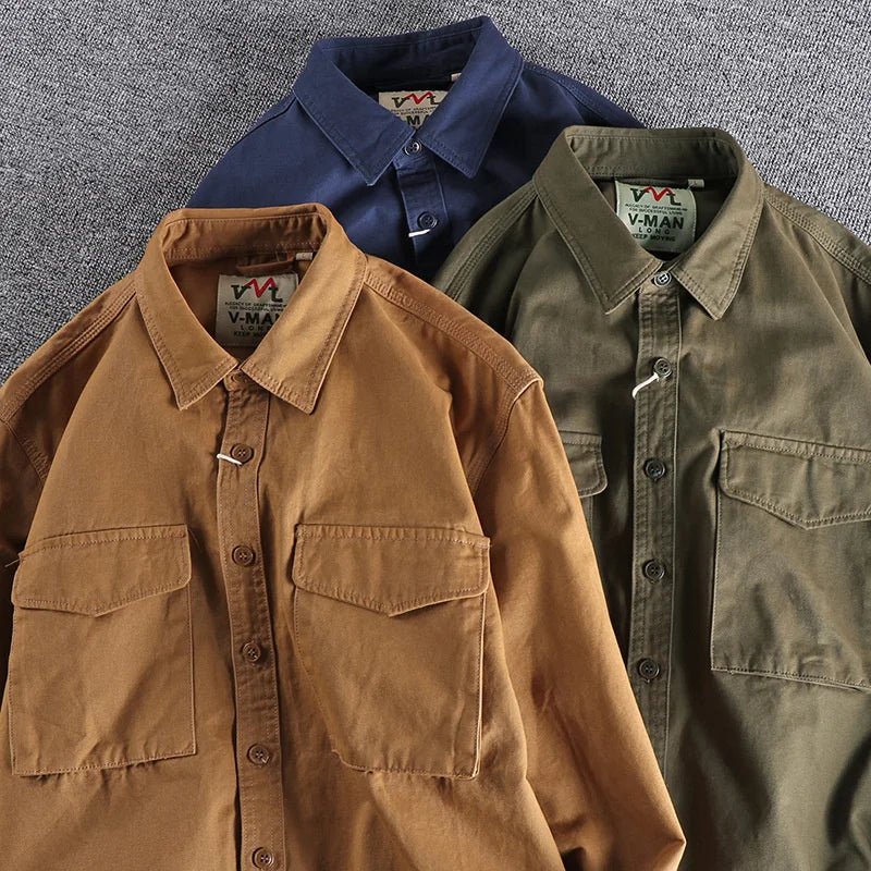 Men's Vintage Utility Overshirt | with Front Chest Pockets