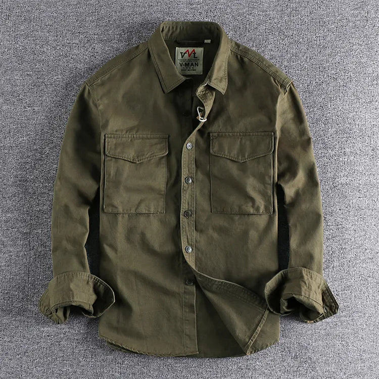 Men's Vintage Utility Overshirt | with Front Chest Pockets