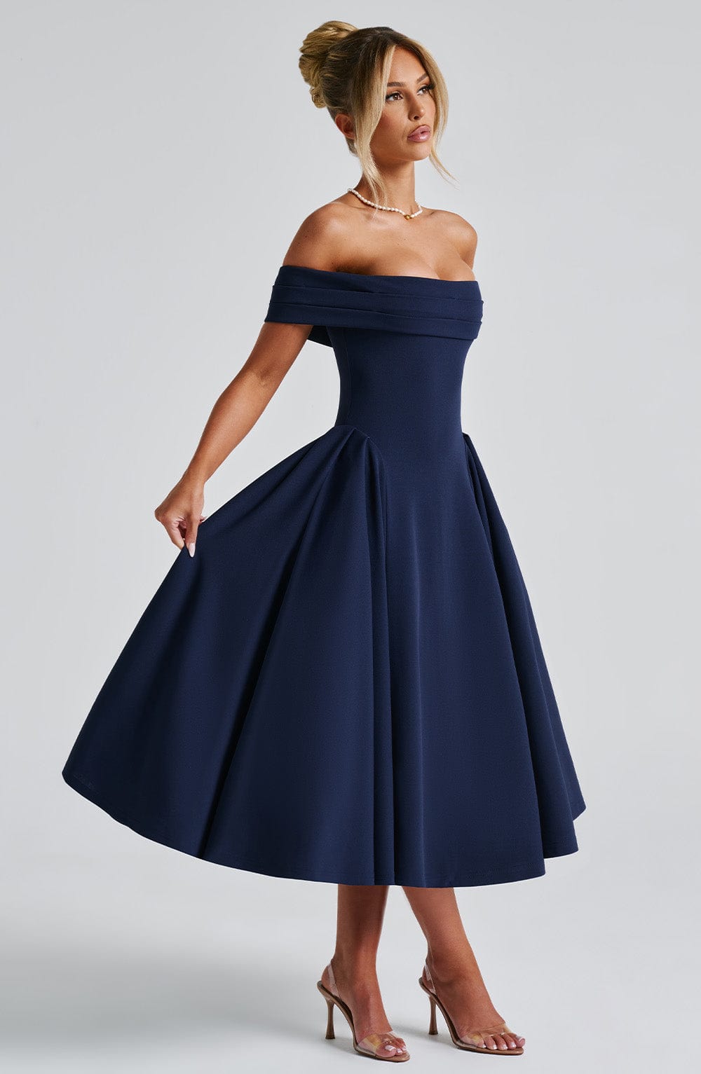 Violeta Midi Dress-Navy