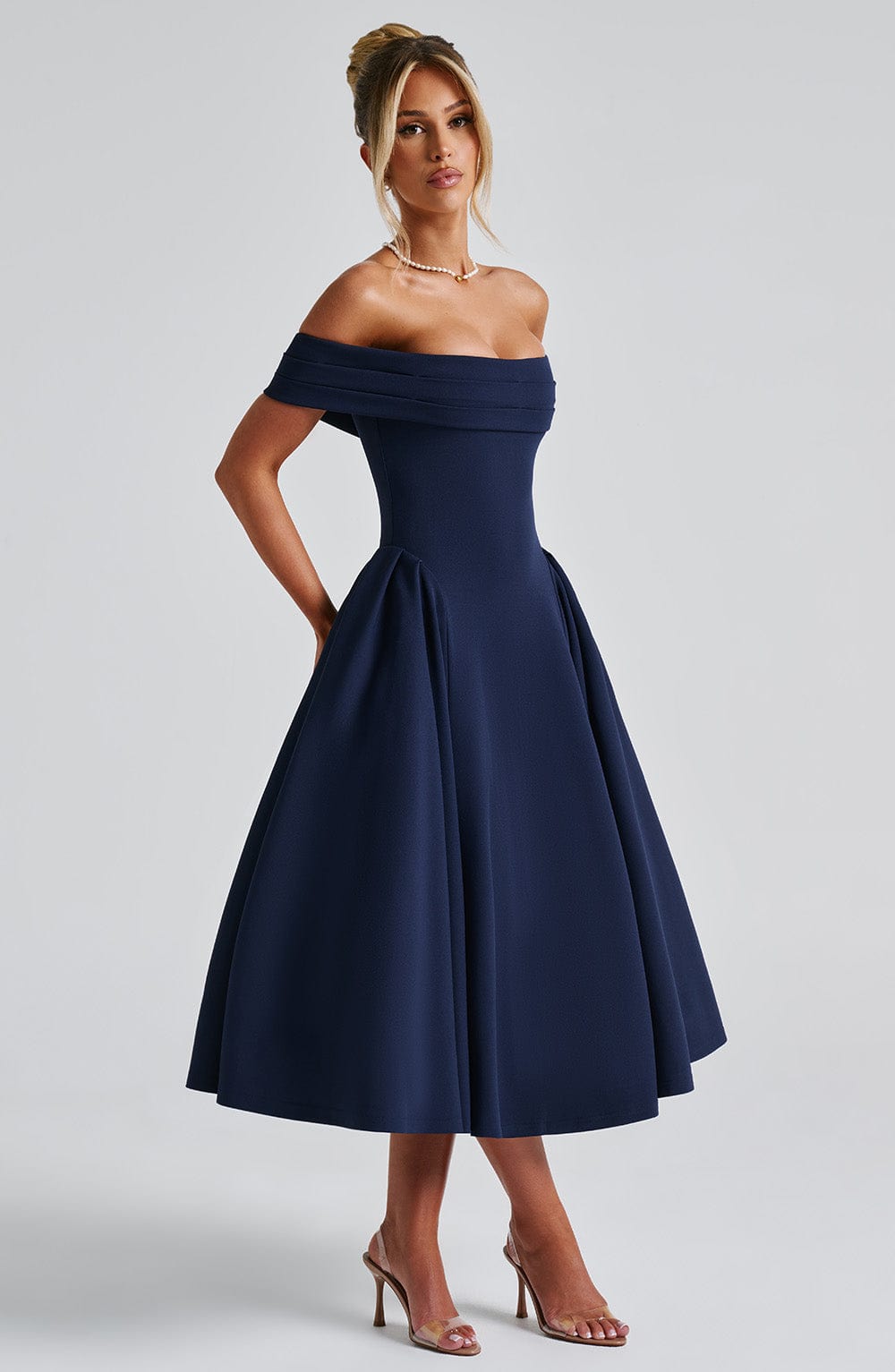 Violeta Midi Dress-Navy