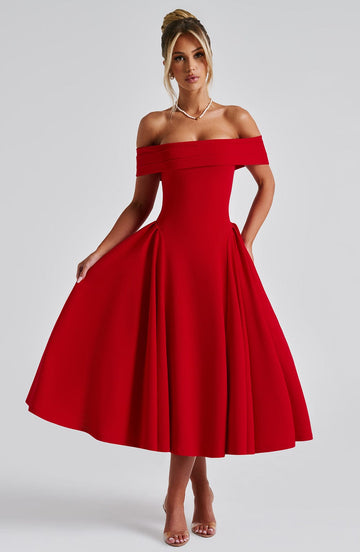 Michelle Midi Dress - Red