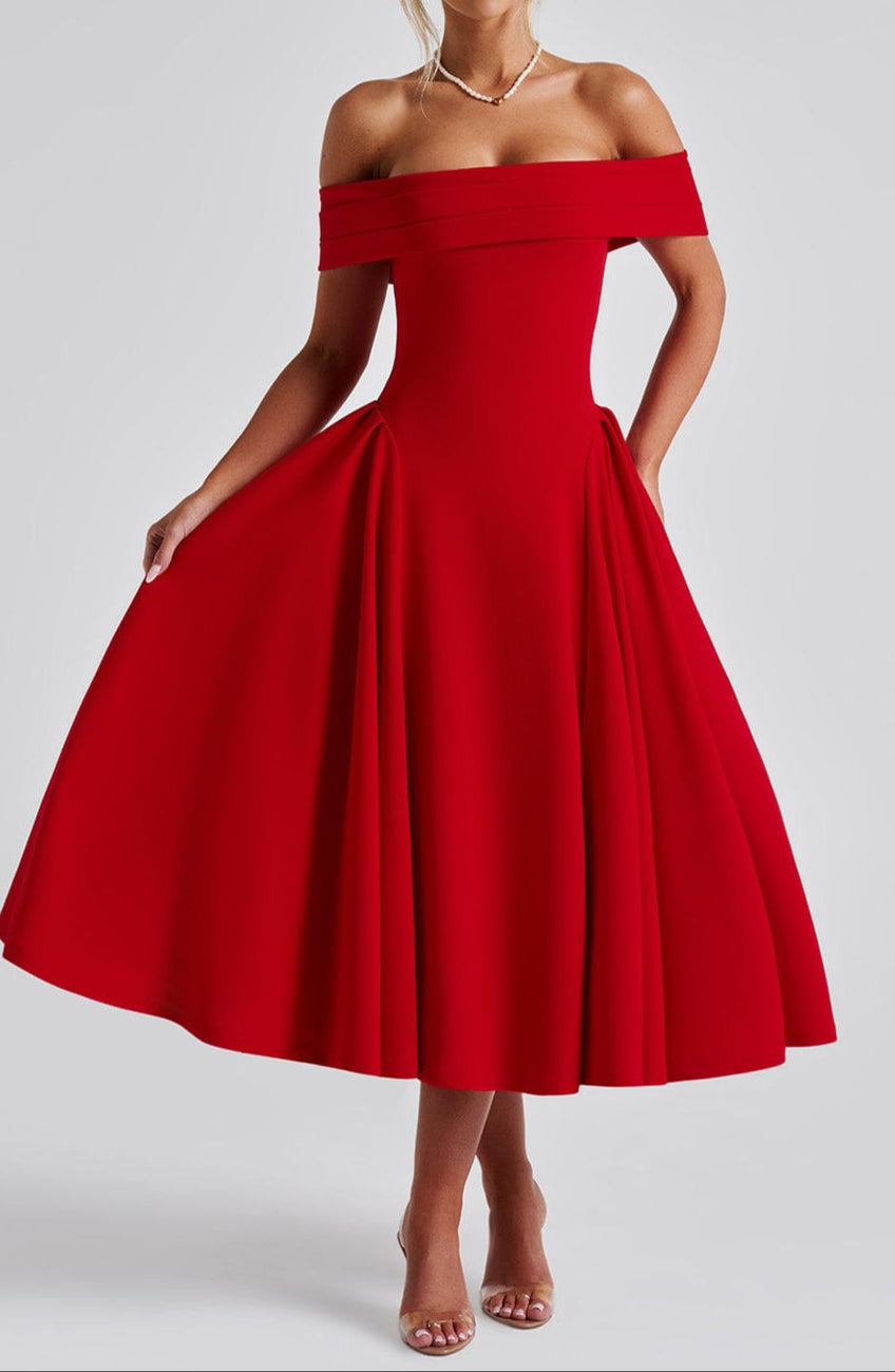 Luna Midi Dress - Red