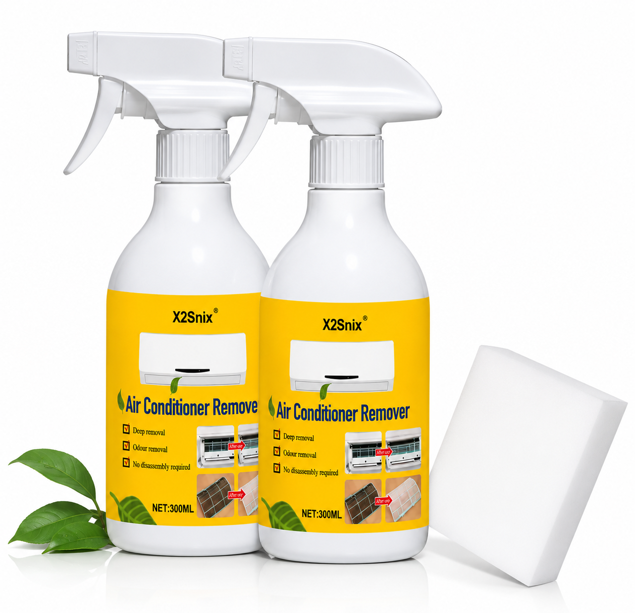 Two Bottles of Air Conditioner Cleaning Solution with Sponge