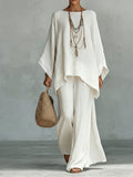 Women's Loose Batwing Sleeve Top and Wide-Leg Pants Set | Two-Piece Set