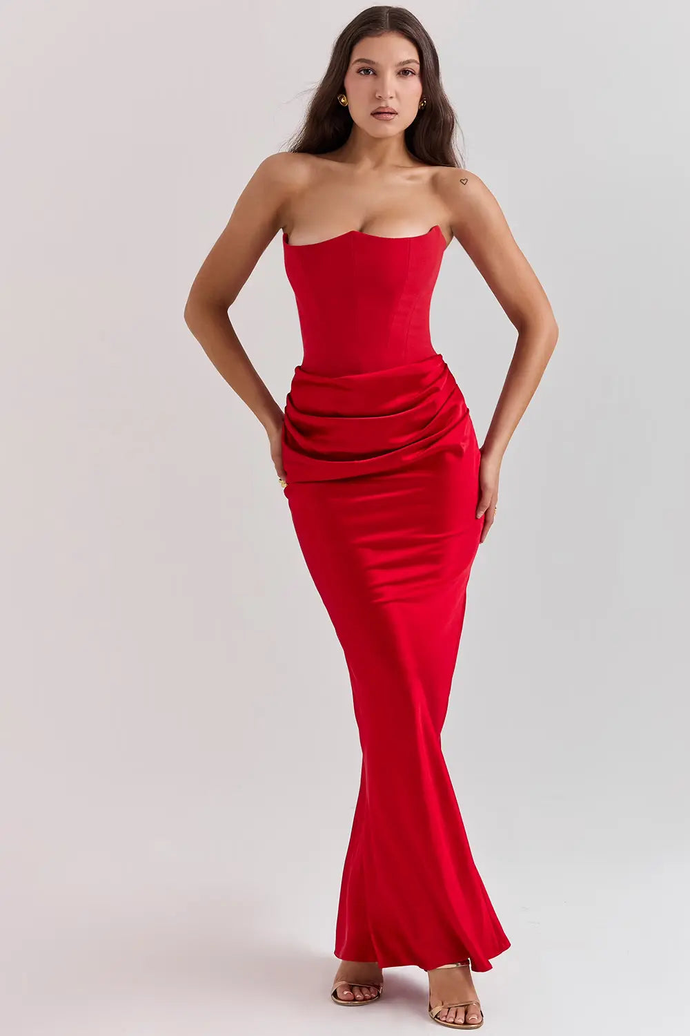 Strapless Corset Maxi Evening Dress for Women