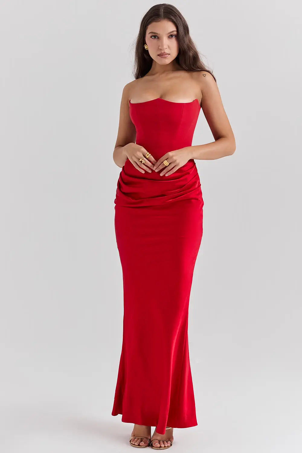 Strapless Corset Maxi Evening Dress for Women