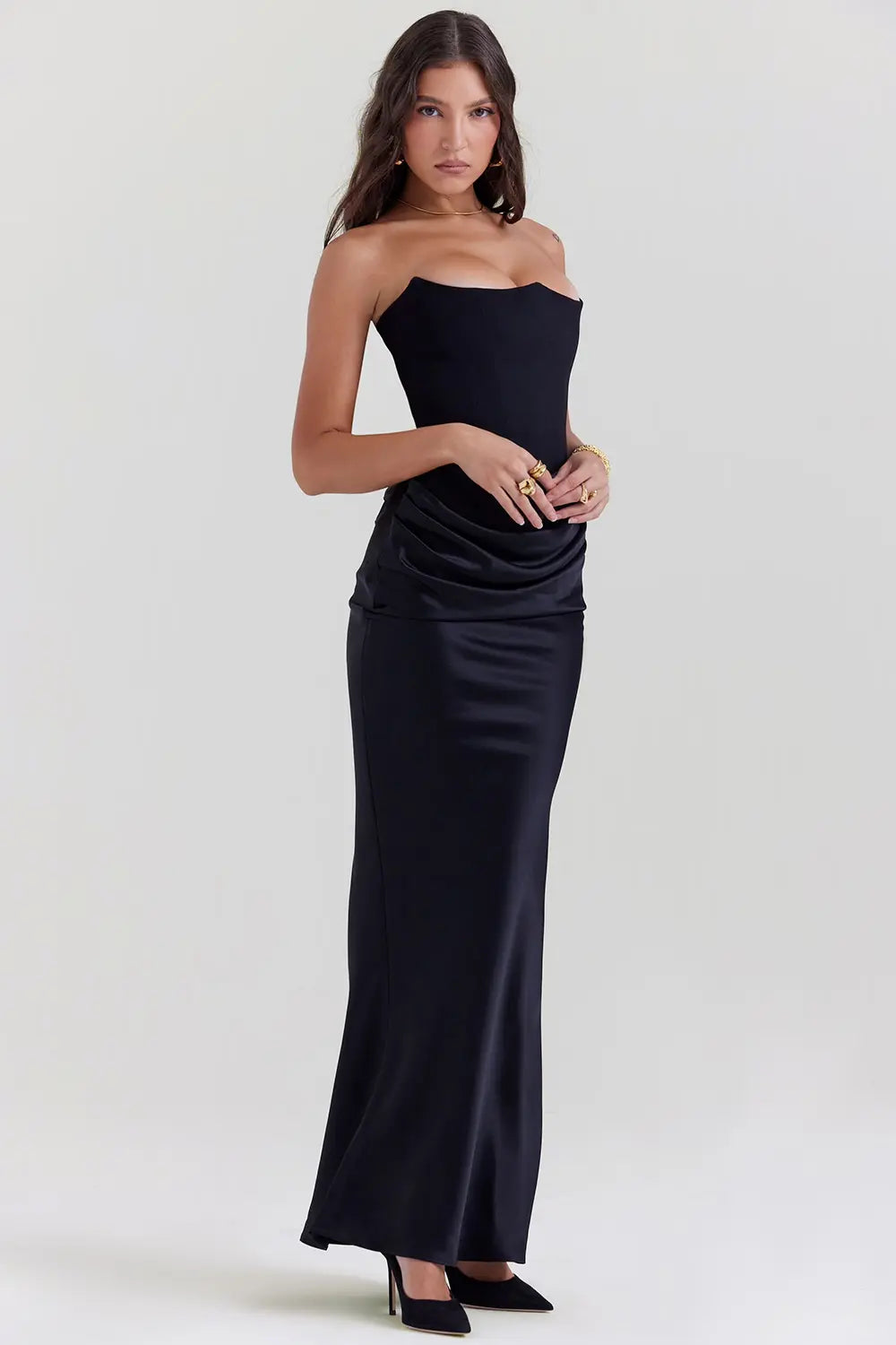Strapless Corset Maxi Evening Dress for Women