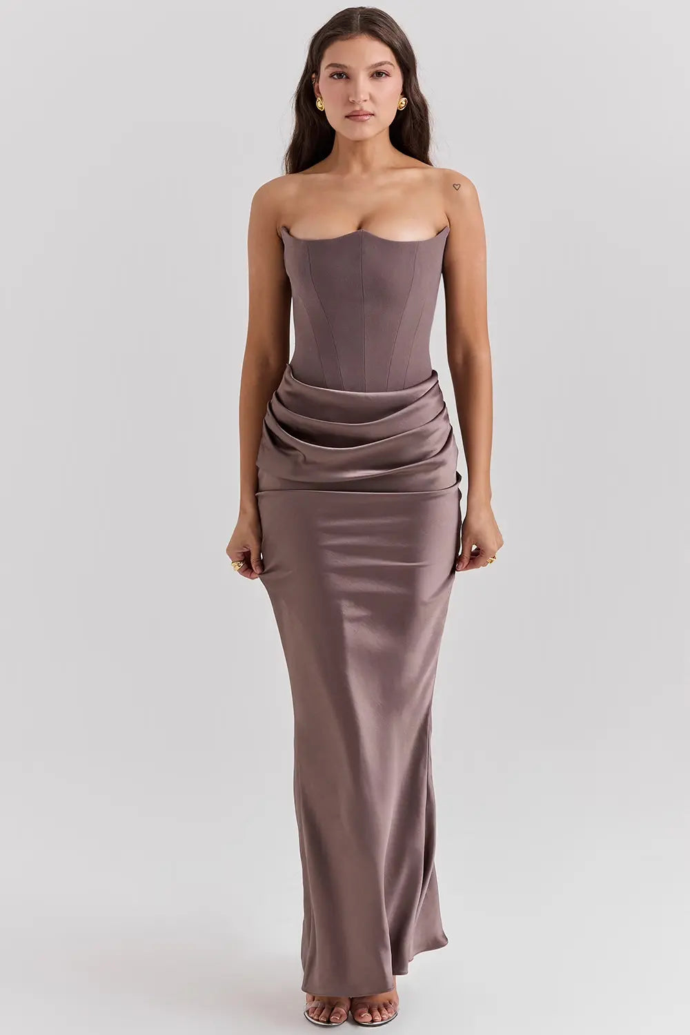 Strapless Corset Maxi Evening Dress for Women