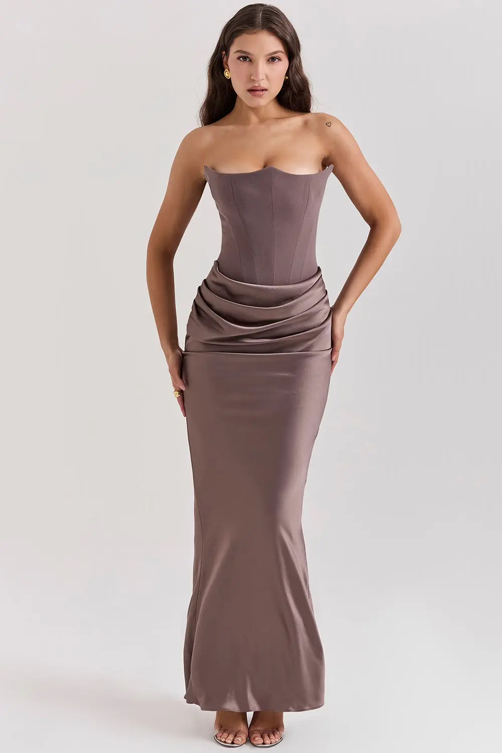 Strapless Corset Maxi Evening Dress for Women