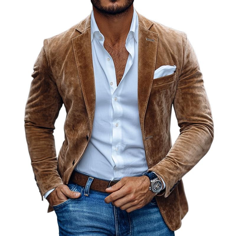 Men's Classic Notched Lapel Blazer | Long Sleeve Jacket