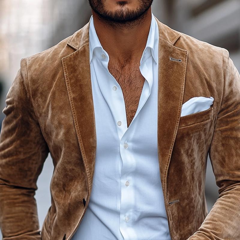 Men's Classic Notched Lapel Blazer | Long Sleeve Jacket