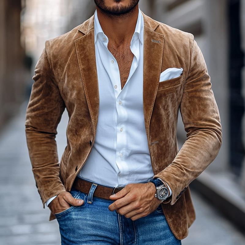 Men's Classic Notched Lapel Blazer | Long Sleeve Jacket