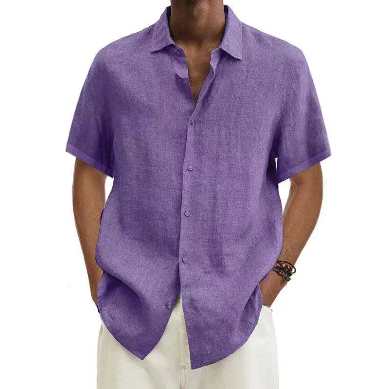 Men's Short Sleeve Casual Linen Shirt