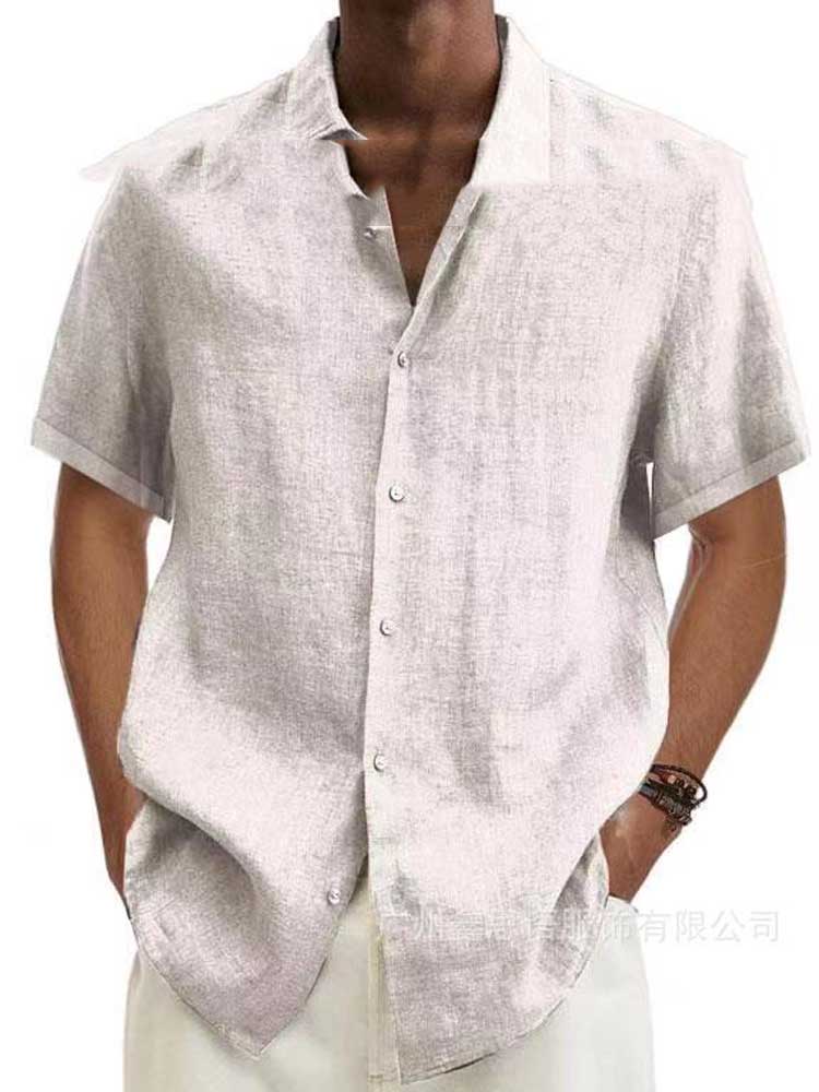 Men's Short Sleeve Casual Linen Shirt