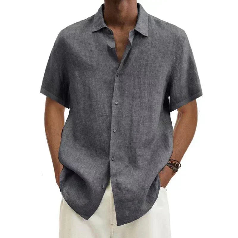 Men's Short Sleeve Casual Linen Shirt