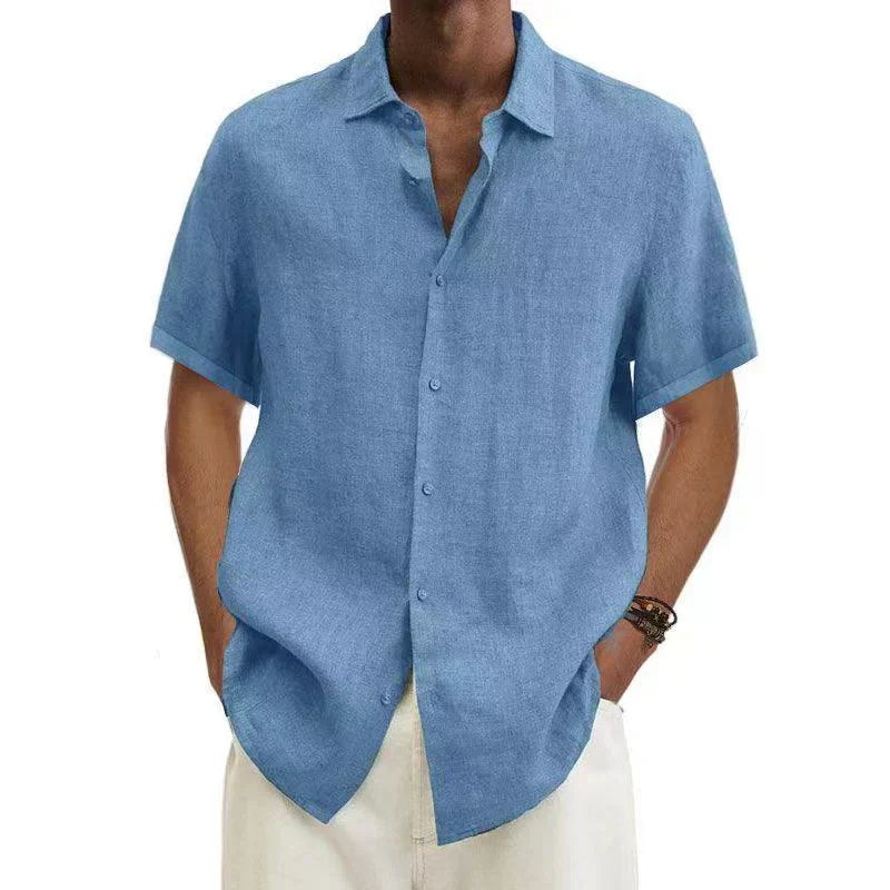 Men's Short Sleeve Casual Linen Shirt