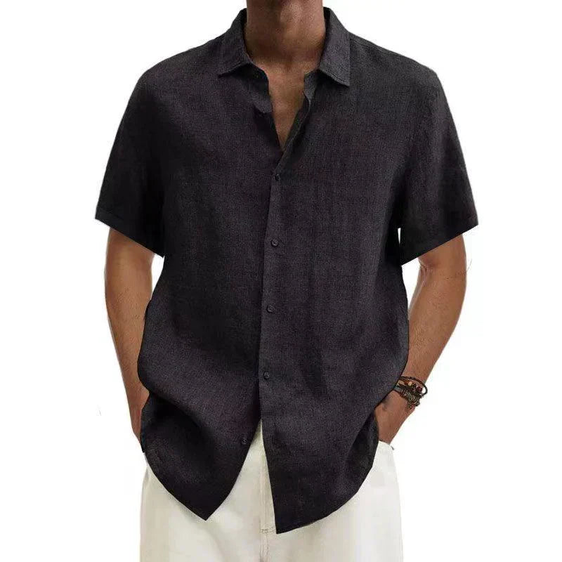 Men's Short Sleeve Casual Linen Shirt