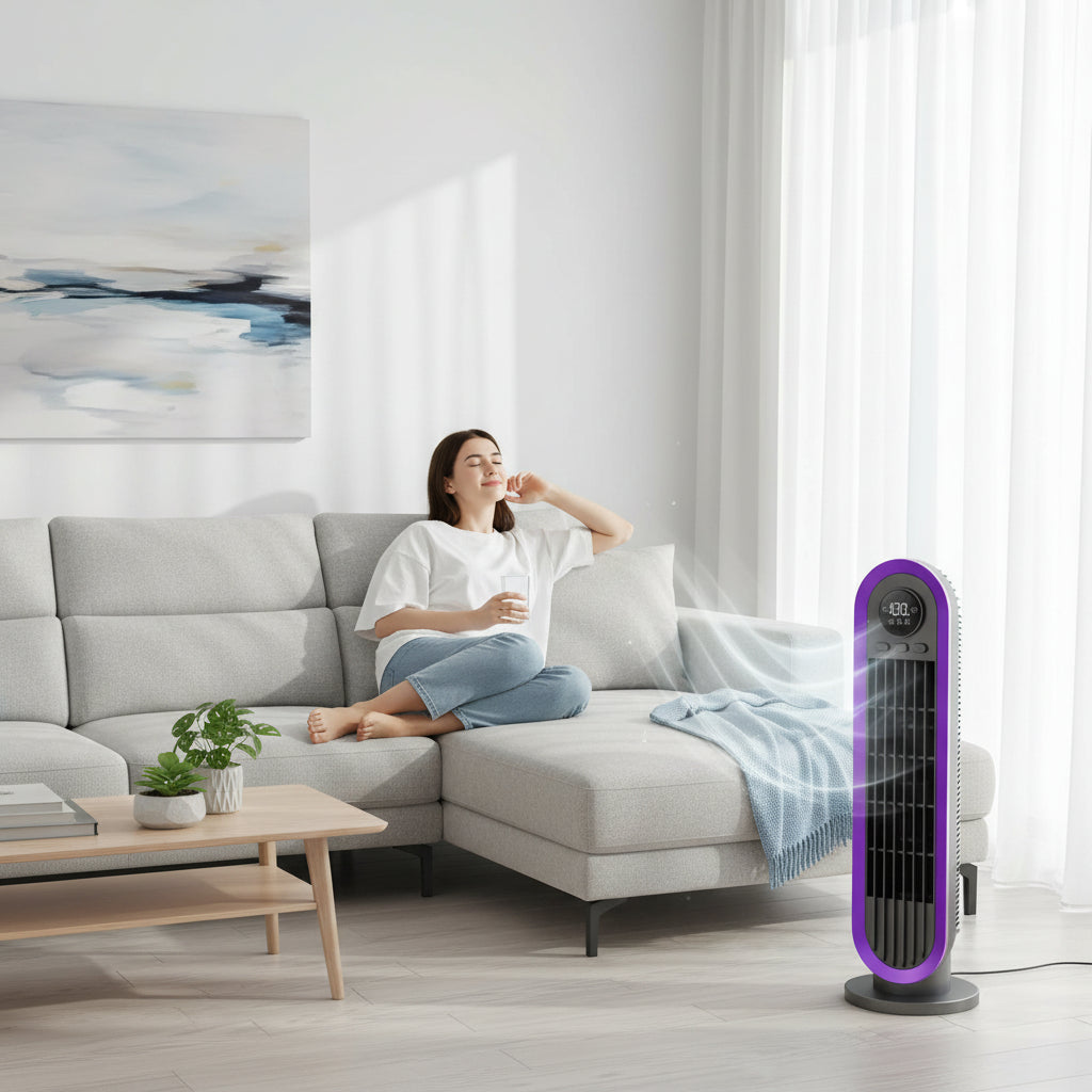 Silent Adjustable Portable Bladeless Oscillating Tower Fan