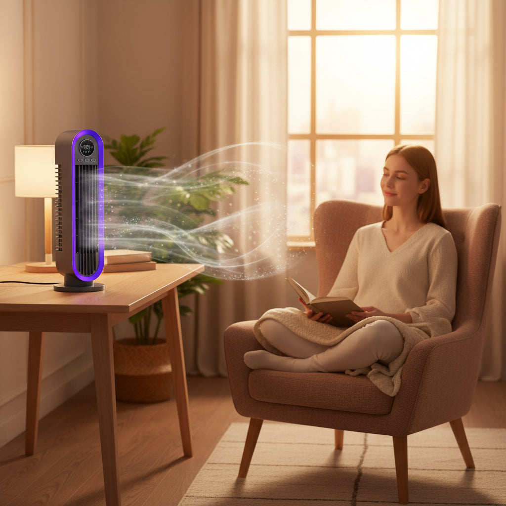 Silent Adjustable Portable Bladeless Oscillating Tower Fan