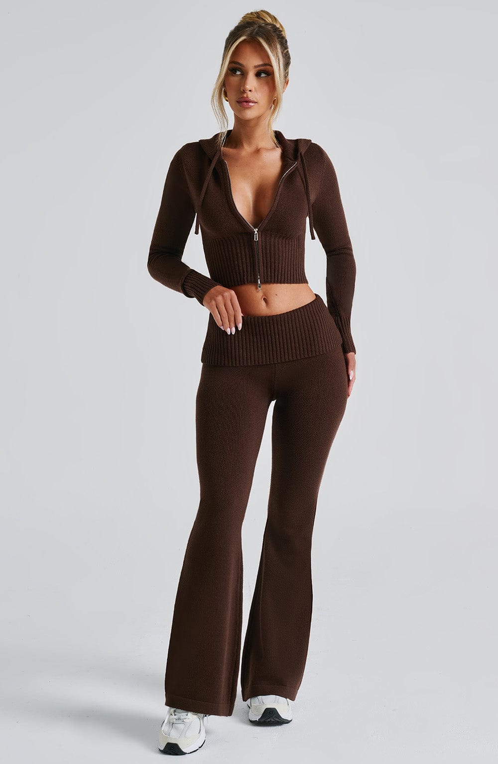 María Paula Knit Hoodie - Chocolate