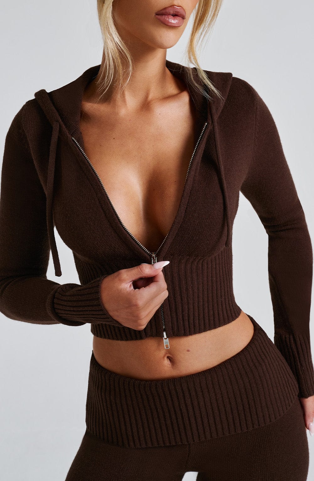 María Paula Knit Hoodie - Chocolate