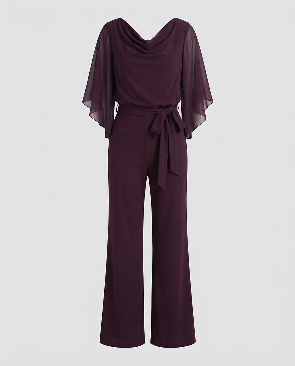 Women's Wide-Leg Evening Jumpsuit | with Tie Waist Belt