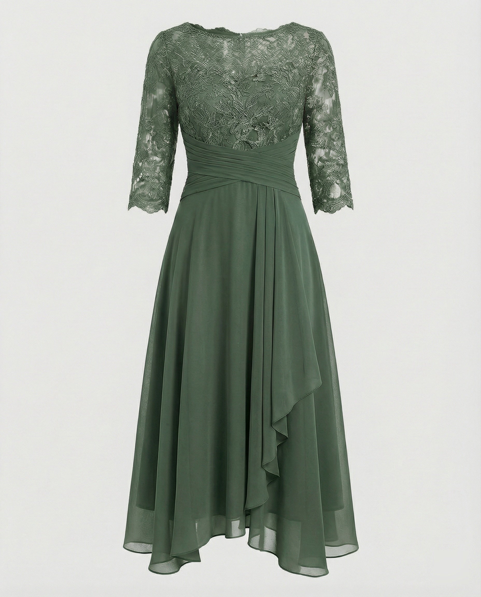 3/4 Sleeve Women's Midi Evening Dress