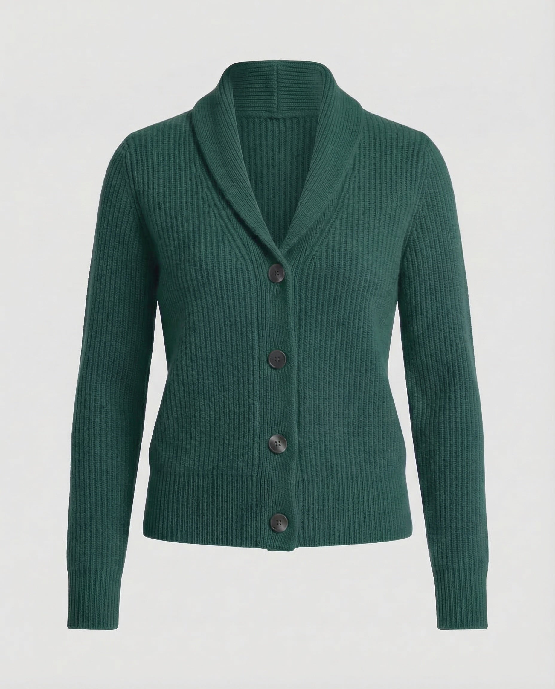Women’s Ribbed Knit Button-Front Cardigan | Shawl Collar