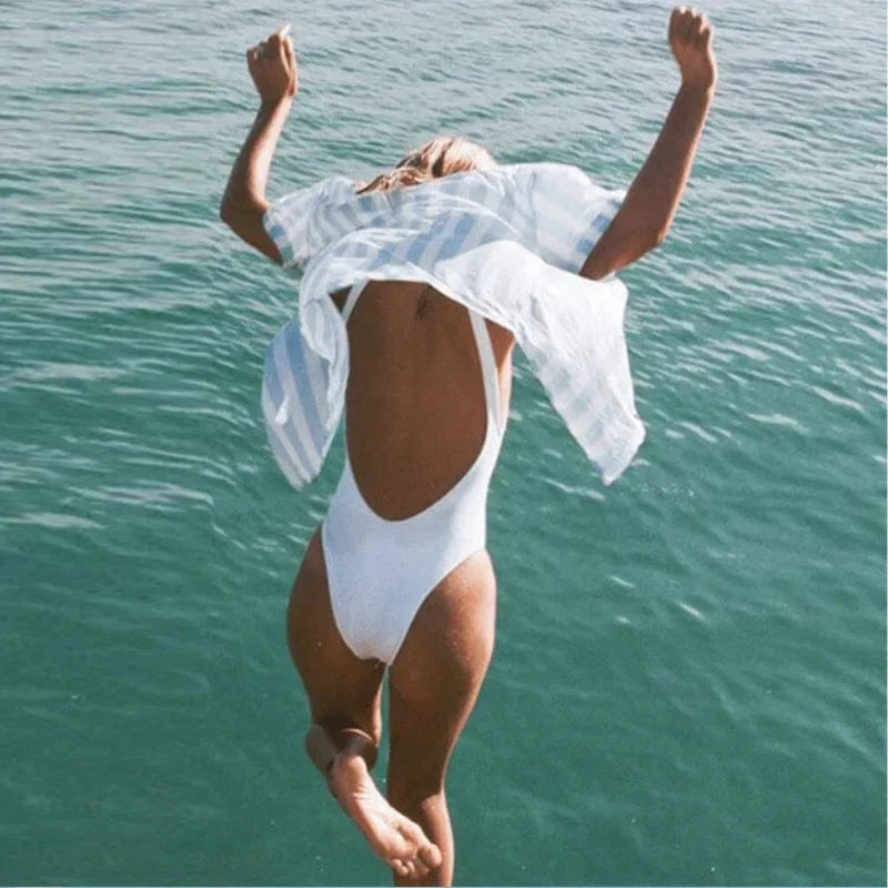 Women's Minimalist Backless One Piece Swimsuit | Scoop Neck