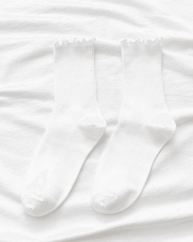 Solid Color Vintage Ruffle Folds Socks