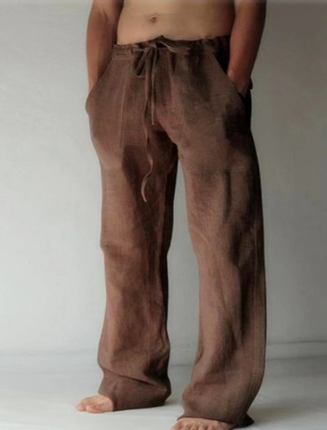 Men's Lightweight Linen Drawstring Pants for Summer