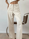 White Vintage Straight Leg Baggy Jeans with Splice Detail