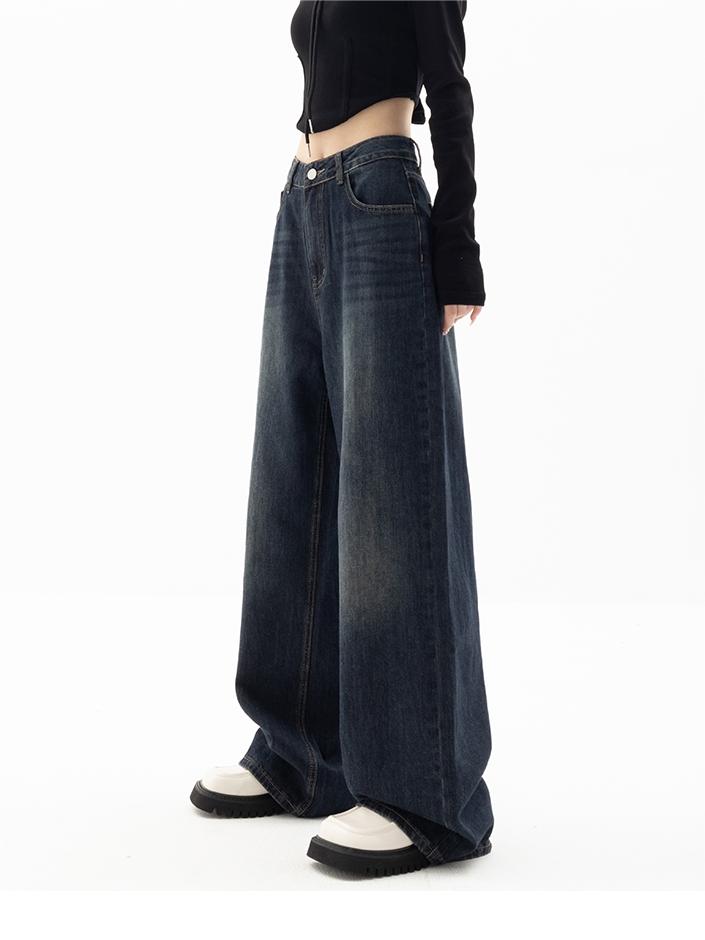 Women's Dark Blue 90s Style Baggy Boyfriend Jeans