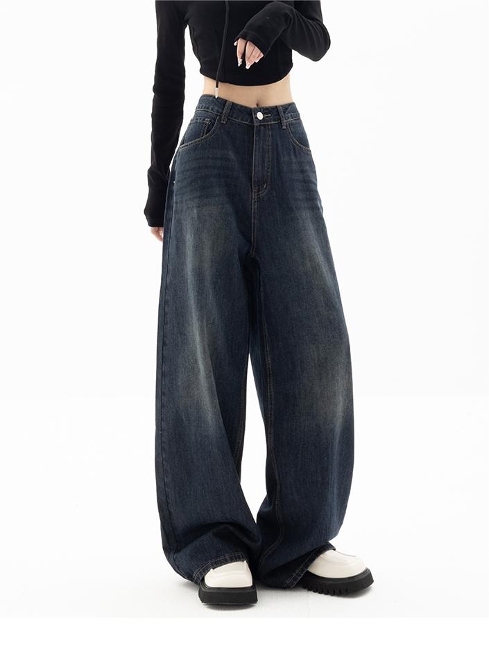 Women's Dark Blue 90s Style Baggy Boyfriend Jeans
