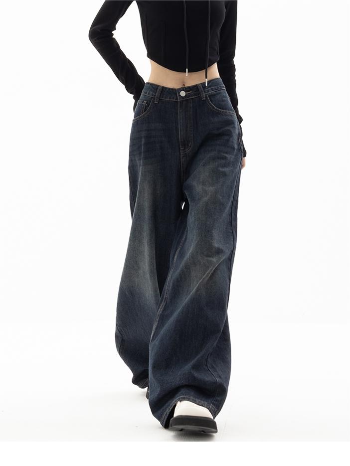 Women's Dark Blue 90s Style Baggy Boyfriend Jeans